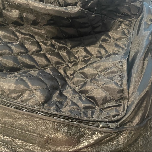 LEATHER FRINGE BIKER JACKET SILVER BIKE WOMENS SZ XXL BLACK Moto - Picture 10 of 14